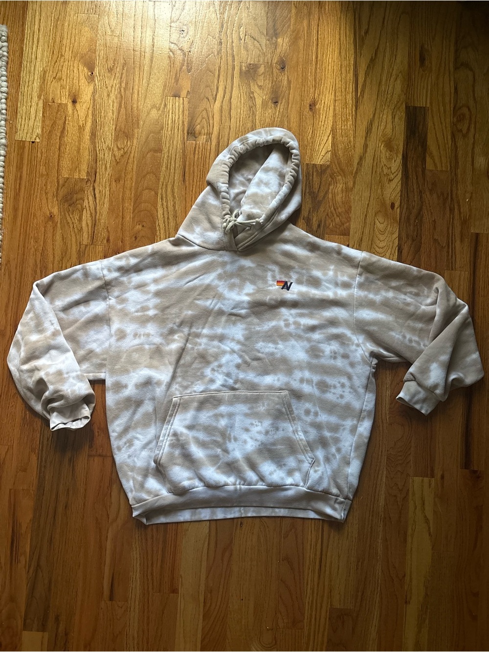 Aviator Nation Tie Dye Hoodie In Cream & White - L - Picture 3 of 4